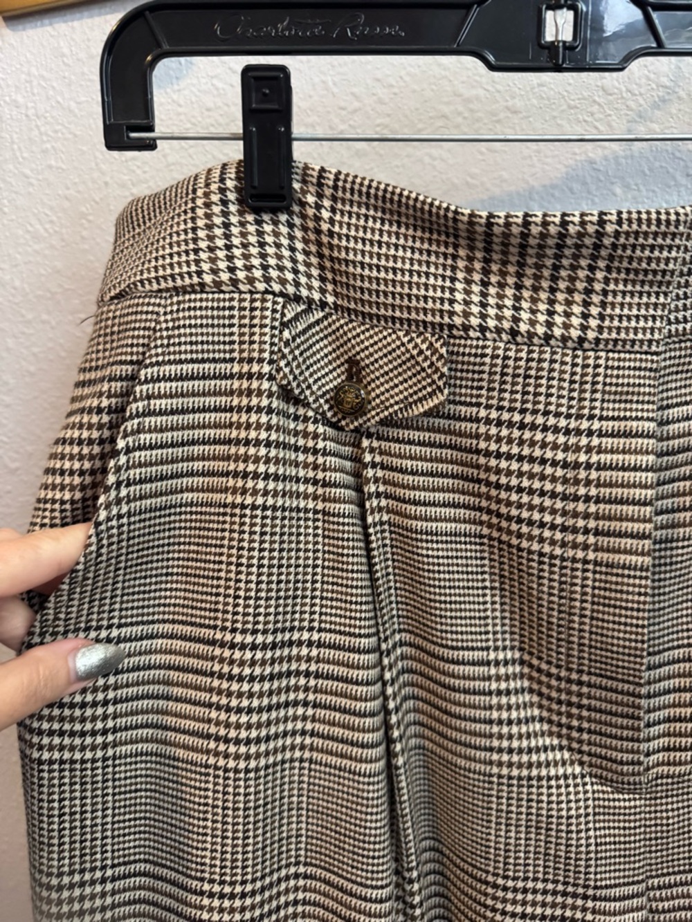 Veronica Beard Neutral Glen Check Plaid Trousers Sz 16 - Picture 3 of 6